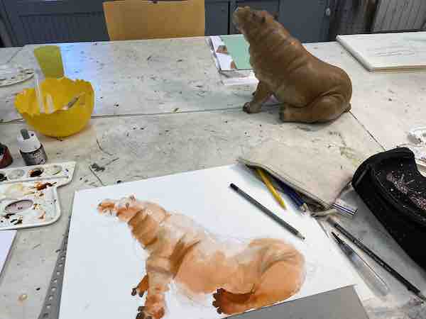 Dessin d'observation en cours lycéens